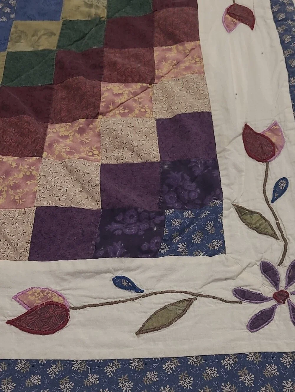 Multicolor Patchwork Quilt - Purple, Blue & Green